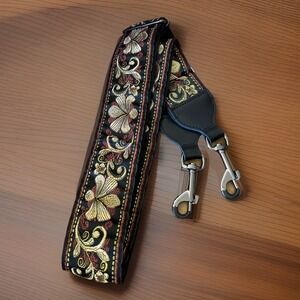Cloud Music Purse Strap Leather Ends & Metal Clips Jacquard Pattern